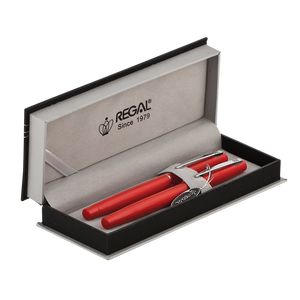 Set of pens (nib+rollerball) in gift case P, red