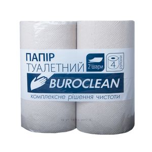 Papier toaletowy makulaturowy „Buroclean”, 4 rolki, gilzowy, dwuwarstwowy, szary