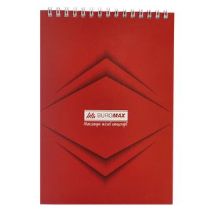 Bloc de notas con resorte en la parte superior MONOCROMO, A5, 48 hojas, rojo