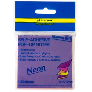 Note pad NEON 76 x76mm, 100 sheets, with adhesive backing