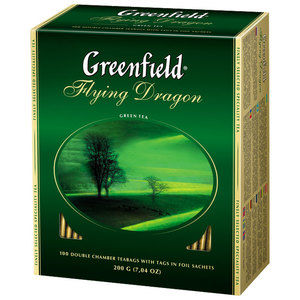 Grüner Tee FLYING DRAGON 2gx100 Stück, „Greenfield“, Packung