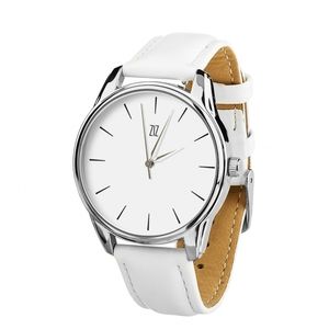 Uhr „Schwarz auf Weiß“ (kokosnussweißes Armband, silber) + zusätzliches Armband (4616354)