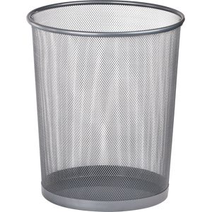 Waste basket, round, metal, silver