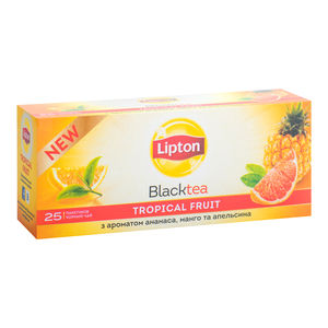 Schwarzer Tee, super leckerer tropischer Früchtetee, 2 g x 25 Stück, „Lipton“, Packung