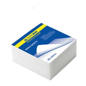 Bloque de papel blanco JOBMAX 80x80x20mm, pegado
