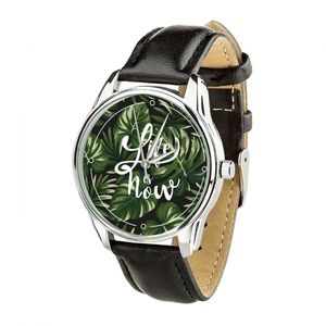 Uhr „Tropics. Life is now“ (Armband tiefschwarz, silber) + zusätzliches Armband (4617253)
