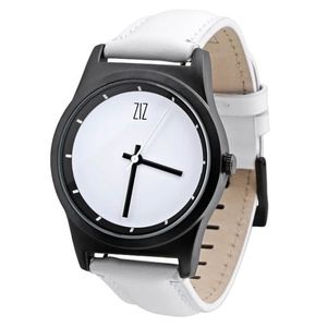 Weiße Uhr mit Lederarmband + Extra. Riemen + Geschenkbox (4100242)