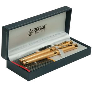 Set de stylos (plume+roller) dans un coffret cadeau L, doré