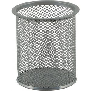Okrągły stojak na długopisy BUROMAX, metalowy, srebrny
