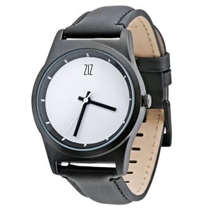 Weiße Uhr mit Lederarmband + Extra. Riemen + Geschenkbox (4100241)