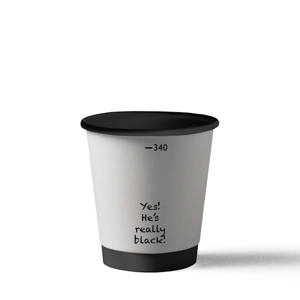 Impression sur des gobelets en papier noir double couche de 340 ml