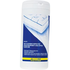Wipes for cleaning office equipment, surfaces and office furniture