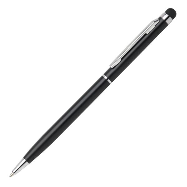 Ручка-стилус, чорна з гумкою
