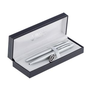 Set of pens (nib+ballpoint) in gift case L, chrome