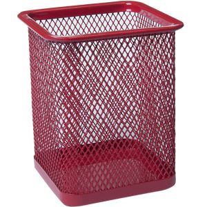 Square pen stand BUROMAX, metal, red