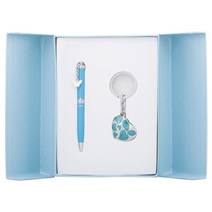 Geschenkset „Romance“: Kugelschreiber + Schlüsselanhänger, blau