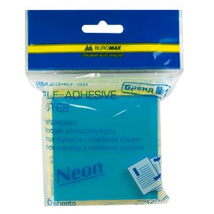 Note pad NEON 76 x76mm, 300 sheets, with adhesive backing