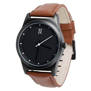Schwarze Uhr mit Lederarmband + Extra. Riemen + Geschenkbox (4100143)