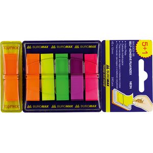 Bookmarks POP-UP (5+1) colors, 40 liters each. plastic NEON 45x12mm, assorted