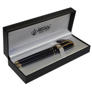 Set de stylos (plume+roller) dans un coffret cadeau L, noir nacré