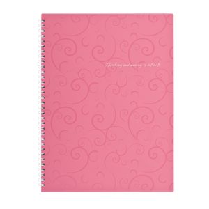 Cuaderno primavera BAROCCO, A4, 80 hojas, cuadros, rosa