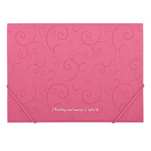 Plastic folder A4 with elastic bands, BAROCCO, pink