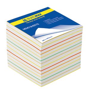Bloc de papier pour notes "Rainbow" JOBMAX 90x90x70mm, non collé
