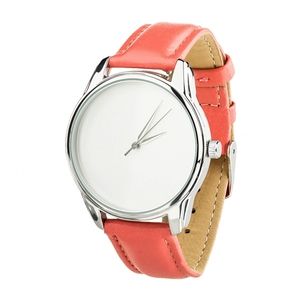Uhr „Minimalism“ (Erdbeer-Koralle, Silberarmband) + Zusatzarmband (4600161)
