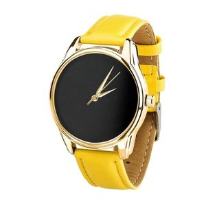Uhr „Minimalism black“ (zitronengelb, goldenes Armband) + zusätzliches Armband (4600484)
