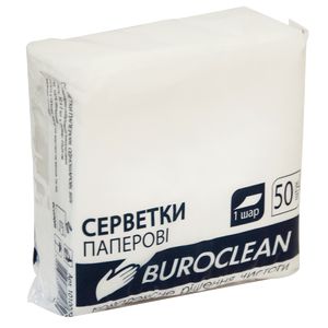 Paper napkins, 240*240 mm, 50 pcs, in pp packaging, white
