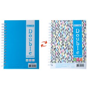 Notebook DOUBLE A6, spring-loaded, 96 sheets, checkered, hard laminated cover, blue