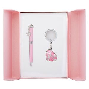 Geschenkset „Romance“: Kugelschreiber + Schlüsselanhänger, rosa