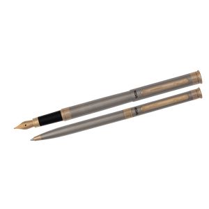 Juego de bolígrafos (pluma+bolígrafo) en estuche de regalo L, acero