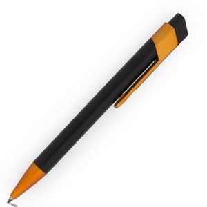 Penna a sfera nera NORA con clip colorata