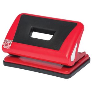 Plastic hole punch with rubber insert, BUROMAX, 10 sheets, red