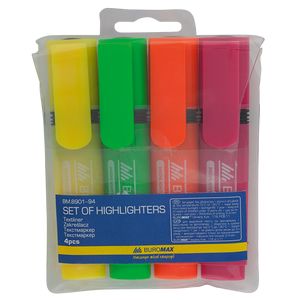 Set: 4 marcadores de texto fluorescentes