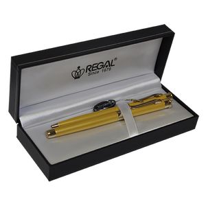 Zestaw długopisów (stalówka + długopis) w etui prezentowym L, złotym