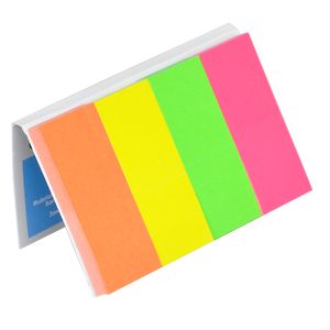 Marque-pages en papier avec couche adhésive, 20x50mm, 4x50 feuilles, néon, assortis