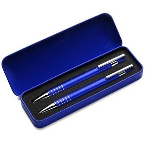 Ensemble stylo à bille + porte-mine, bleu
