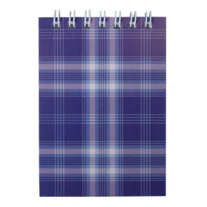 Notepad with spring on top, A-7, 48 sheets, "Shotlandka", purple, checkered, cardboard cover