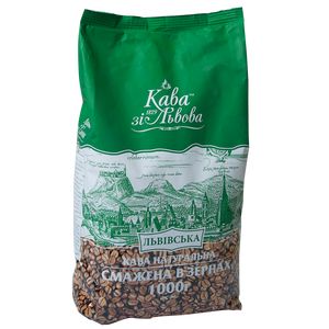 Granos de café "Lvovsky", 1000g, paquete "Kava zi Lvova"