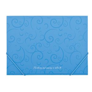 Plastic folder A4 with elastic bands, BAROCCO, blue