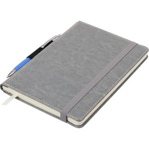 Business notebook CODE A5, 96 sheets, line, artificial leather cover, gray