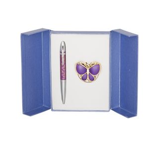 Gift set "Papillon": handle (W) + hook for bags, purple