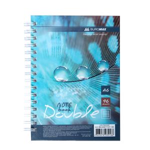 Notebook DOUBLE A6, spring-loaded, 96 sheets, checkered, hard laminated cover, turquoise