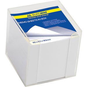 Box with white paper 90x90x90mm 1000l, transparent