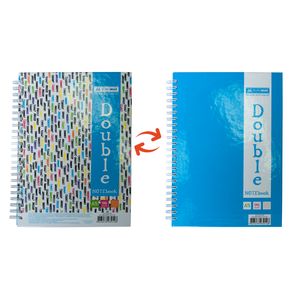 Notebook DOPPIO A5, a molla, 96 fogli, a quadretti, copertina rigida plastificata, blu
