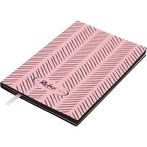 Блокнот деловой RELAX А5, 96л., чистый, обложка искусственная кожа, розовый