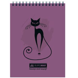 Notepad with spring on top CAT, A5, 48 sheets, checkered, purple