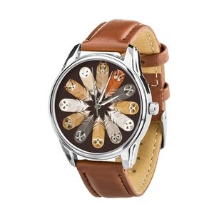Uhr „Eulen“ (Kaffee-Schokolade-Armband, Silber) + Zusatzarmband (4613156)